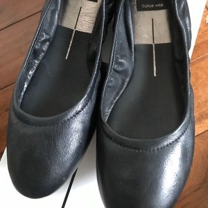Black Dolce Vita Leather Flats with zippered back